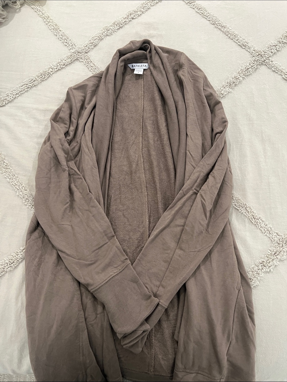Athleta Taupe Open-Front Cardigan with Pockets